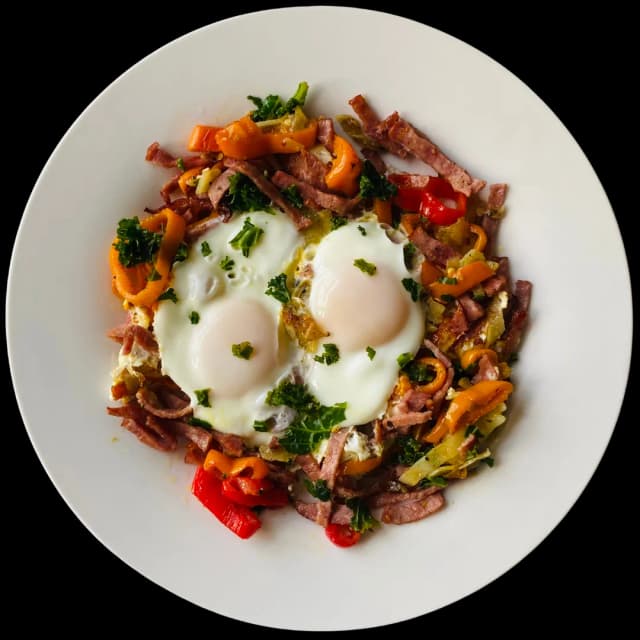 Huevos con verduras